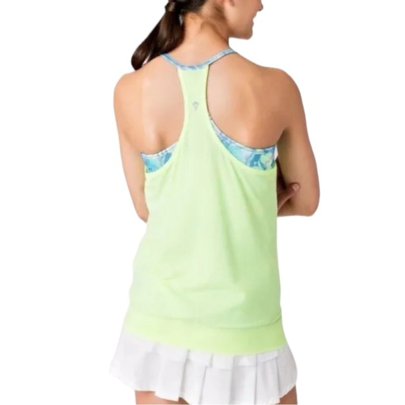 Ivivva Lululemon Lime Yellow Paint Splatter Double Dutch Bra Tank size 10 - Picture 2 of 11